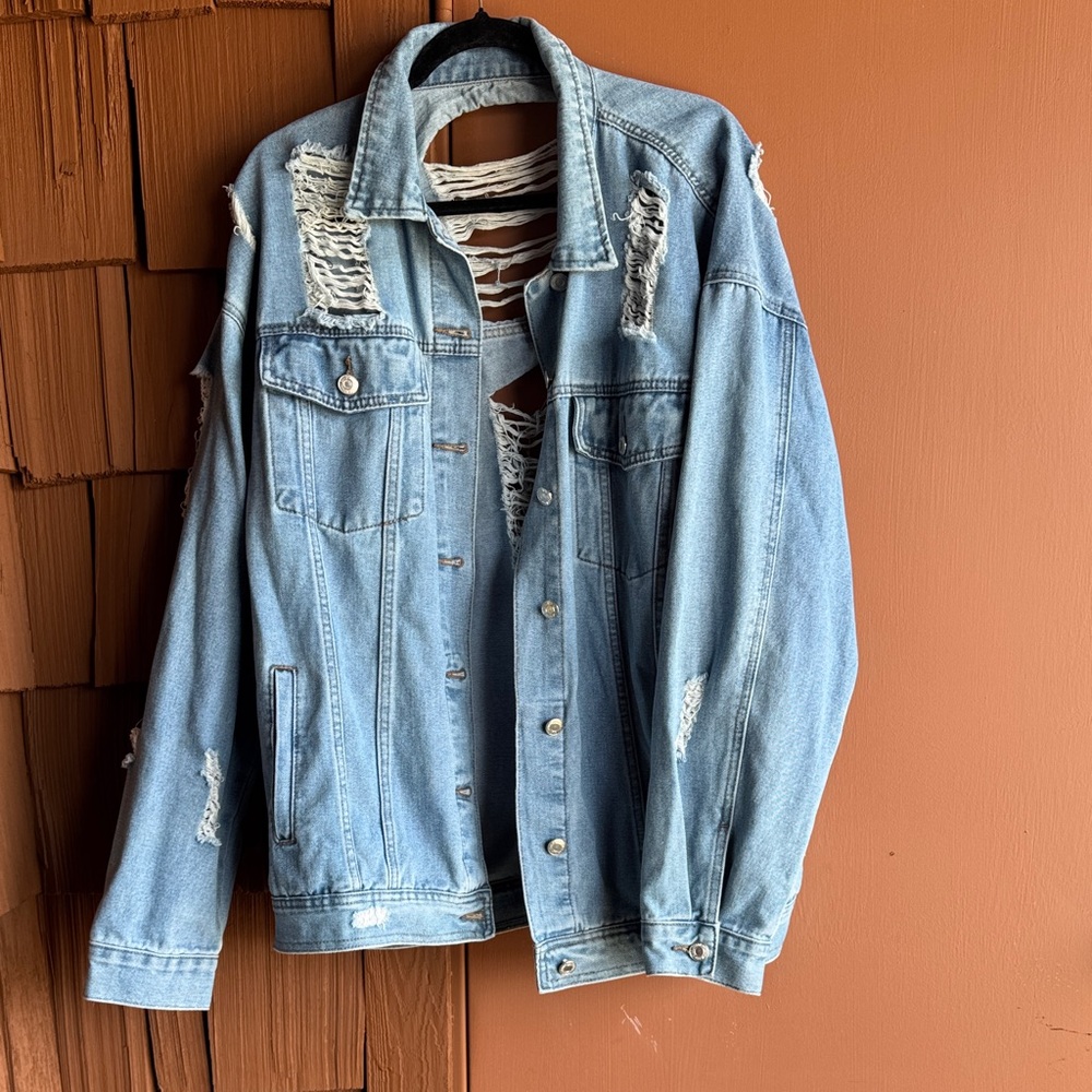 Distressed Oversized Denim Jacket